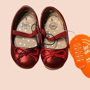 Wonder Nation Baby Girl Ballet Red Dress Shoes size 3 ( 3 - 6 M) NWT